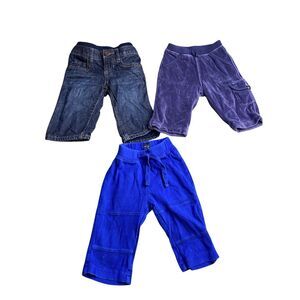 Baby Gap Baby CZ Jeans Velour Joggers Pants Bundle 3-6 Months Blue 3pc Casual